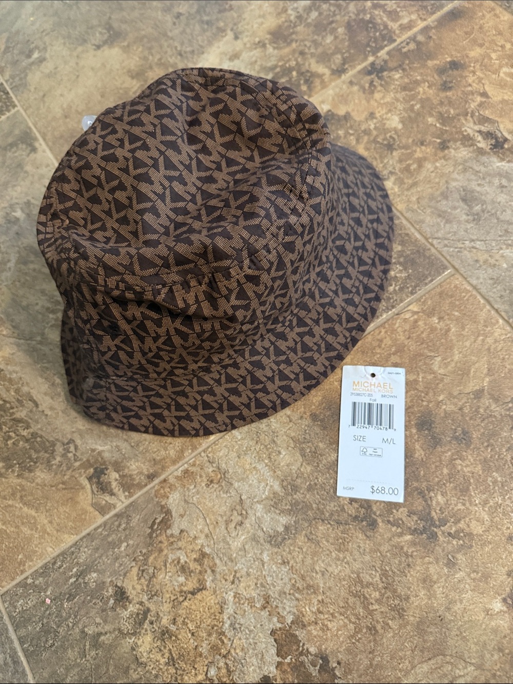 Michael Kors Brown MK Monogram Bucket Hat